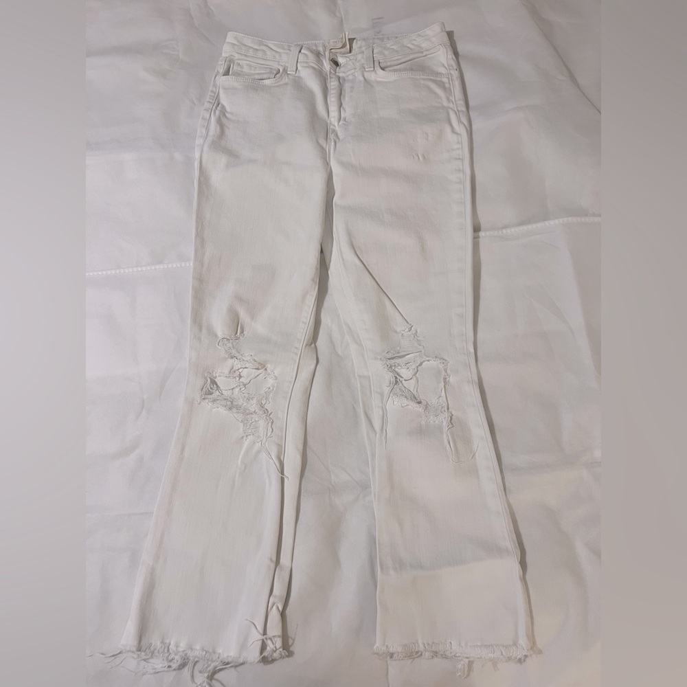 L’agence white flare jeans Sophia high rise cropped flare distressed size 27 - Picture 7 of 11